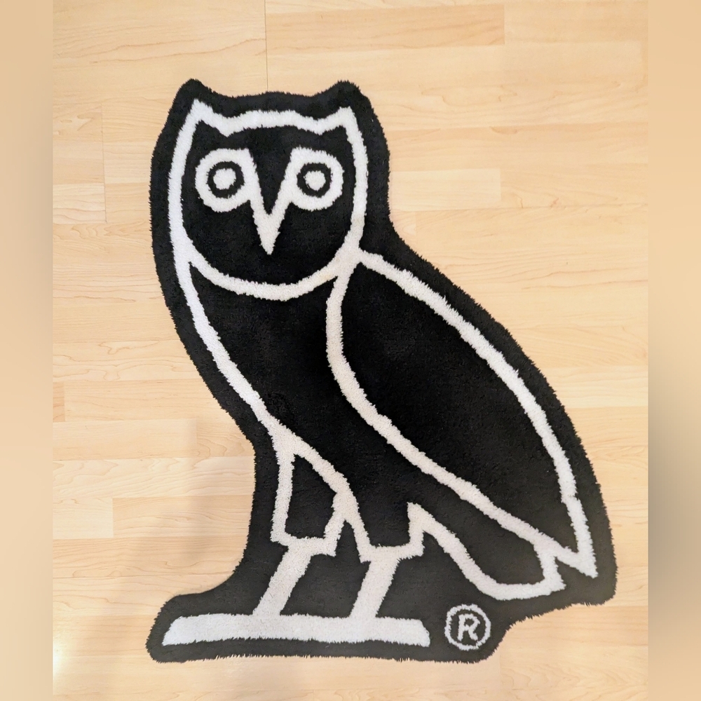 OVO Black and White Iconic Owl Trademark Rug